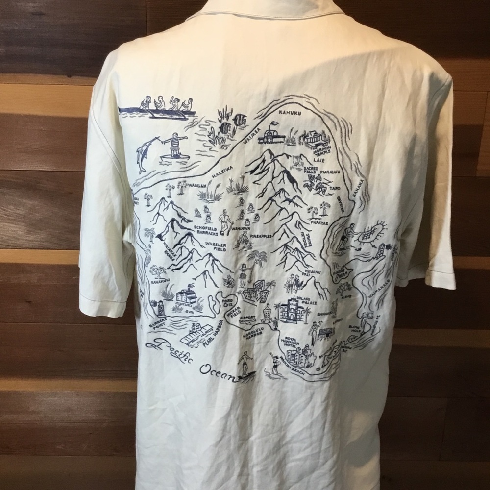 Tori Richard Honolulu  Hawaiian map silk shirt